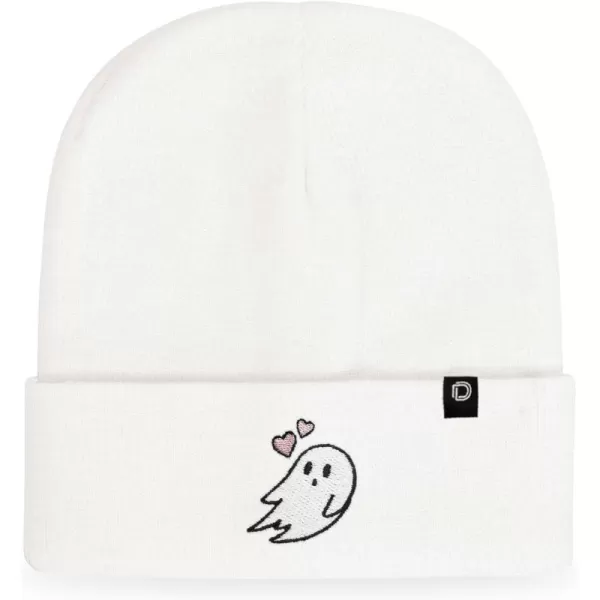 DALIX Embroidered Heartly Ghost Beanie Skull Cap