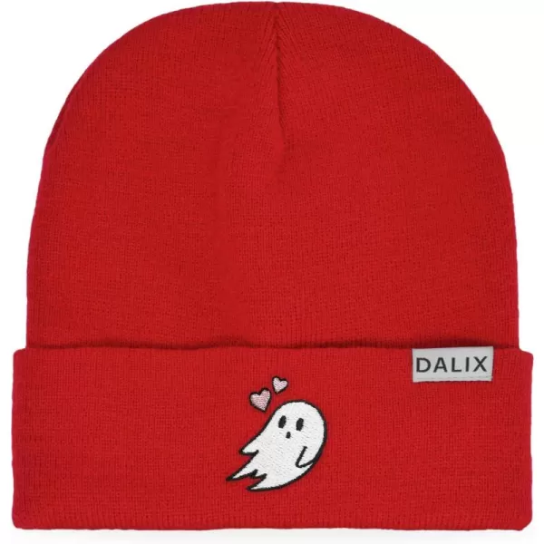 DALIX Embroidered Heartly Ghost Beanie Skull Cap