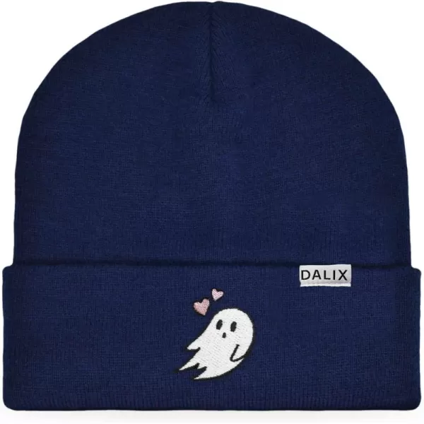 DALIX Embroidered Heartly Ghost Beanie Skull Cap