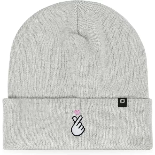 DALIX Embroidered Snap Heart Beanie Cap Cuffed Knit Hat Women