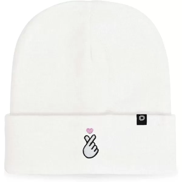 DALIX Embroidered Snap Heart Beanie Cap Cuffed Knit Hat Women