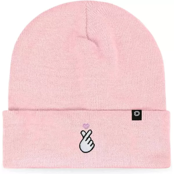 DALIX Embroidered Snap Heart Beanie Cap Cuffed Knit Hat Women
