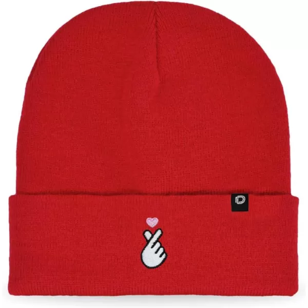DALIX Embroidered Snap Heart Beanie Cap Cuffed Knit Hat Women