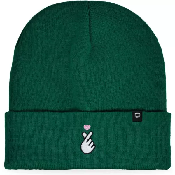 DALIX Embroidered Snap Heart Beanie Cap Cuffed Knit Hat Women