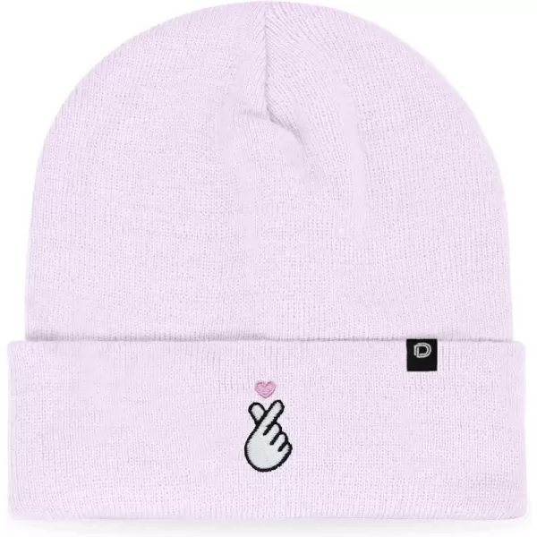DALIX Embroidered Snap Heart Beanie Cap Cuffed Knit Hat Women