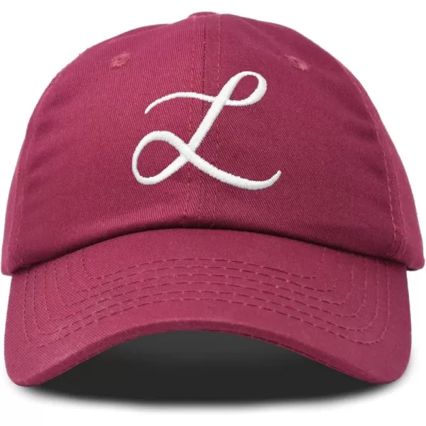DALIX Initial Hat Letter L Womens Baseball Cap Monogram Cursive Embroider