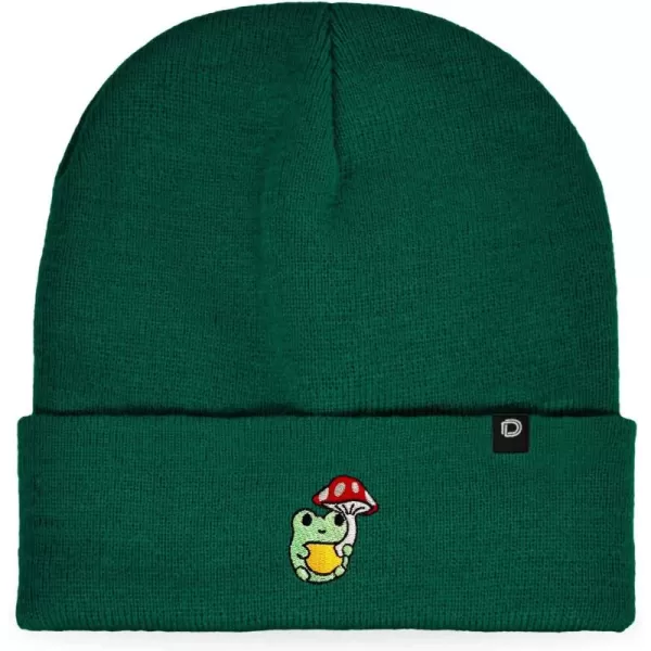 DALIX Mushroom Frog Embroidered Beanie Hat Cotton Cute Winter Fall Cap Womens