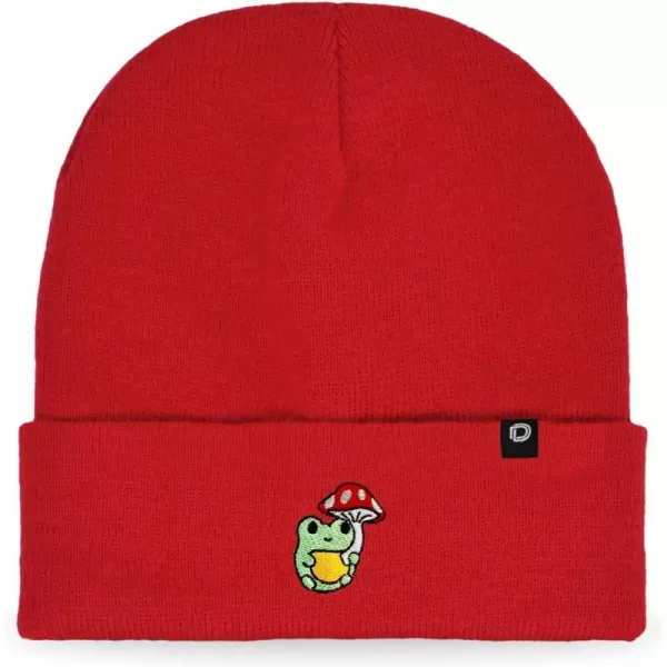 DALIX Mushroom Frog Embroidered Beanie Hat Cotton Cute Winter Fall Cap Womens