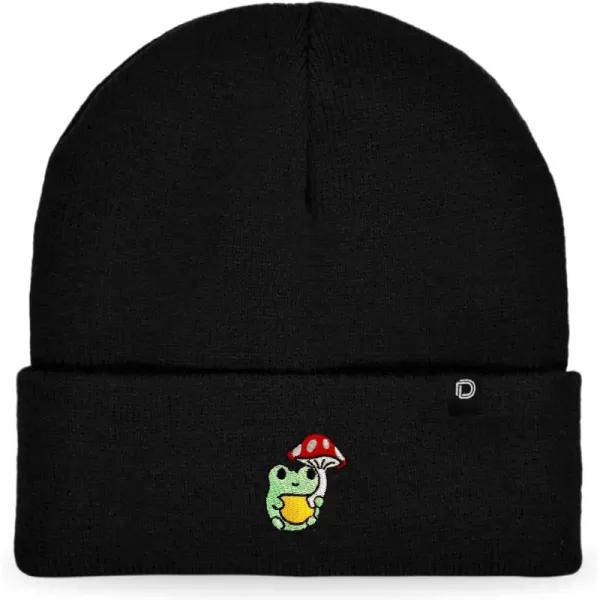 DALIX Mushroom Frog Embroidered Beanie Hat Cotton Cute Winter Fall Cap Womens