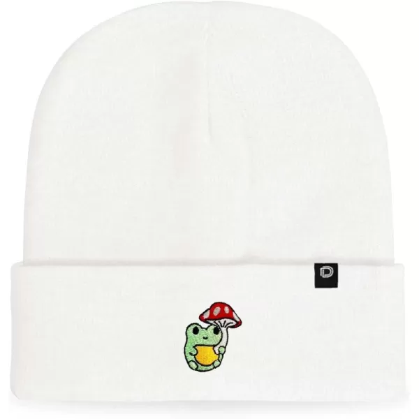 DALIX Mushroom Frog Embroidered Beanie Hat Cotton Cute Winter Fall Cap Womens
