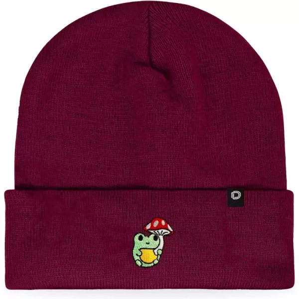 DALIX Mushroom Frog Embroidered Beanie Hat Cotton Cute Winter Fall Cap Womens
