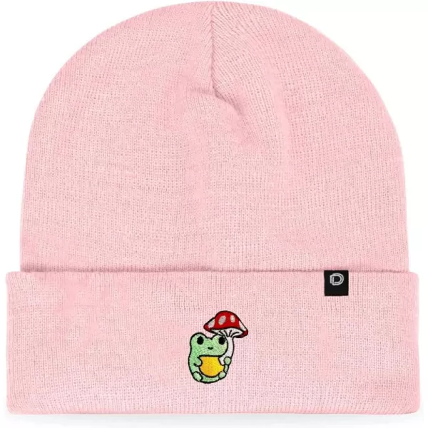 DALIX Mushroom Frog Embroidered Beanie Hat Cotton Cute Winter Fall Cap Womens
