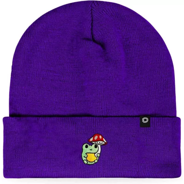 DALIX Mushroom Frog Embroidered Beanie Hat Cotton Cute Winter Fall Cap Womens