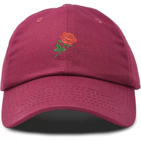 DALIX Red Rose Hat Premium Embroidered Baseball Cap Womens