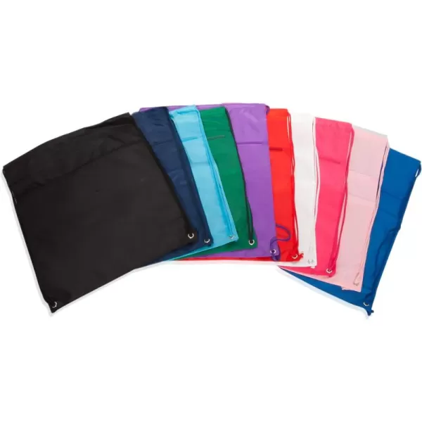DALIX Small Gym Bag Drawstring Bag Men Women Assorted Colors 10 PACK