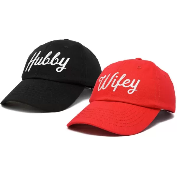 DALIX Wifey Hubby Couples Dad Hats Baseball Caps Married Gift Set of 2