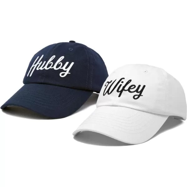 DALIX Wifey Hubby Couples Dad Hats Baseball Caps Married Gift Set of 2