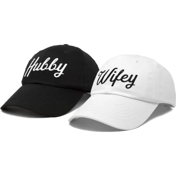 DALIX Wifey Hubby Couples Dad Hats Baseball Caps Married Gift Set of 2