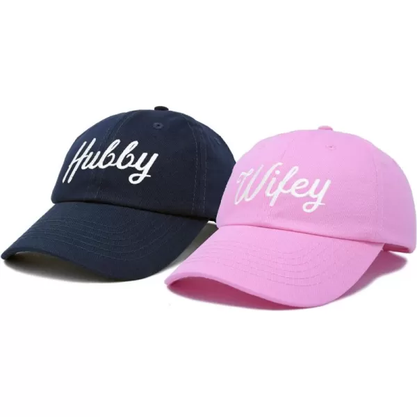 DALIX Wifey Hubby Couples Dad Hats Baseball Caps Married Gift Set of 2