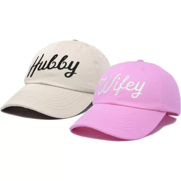 DALIX Wifey Hubby Couples Dad Hats Baseball Caps Married Gift Set of 2