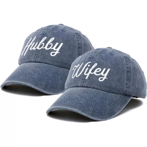 DALIX Wifey Hubby Couples Dad Hats Baseball Caps Married Gift Set of 2