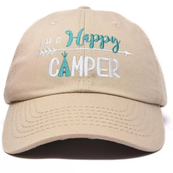DALIX Womens Happy Camper Hat Soft Cotton Camping Caps