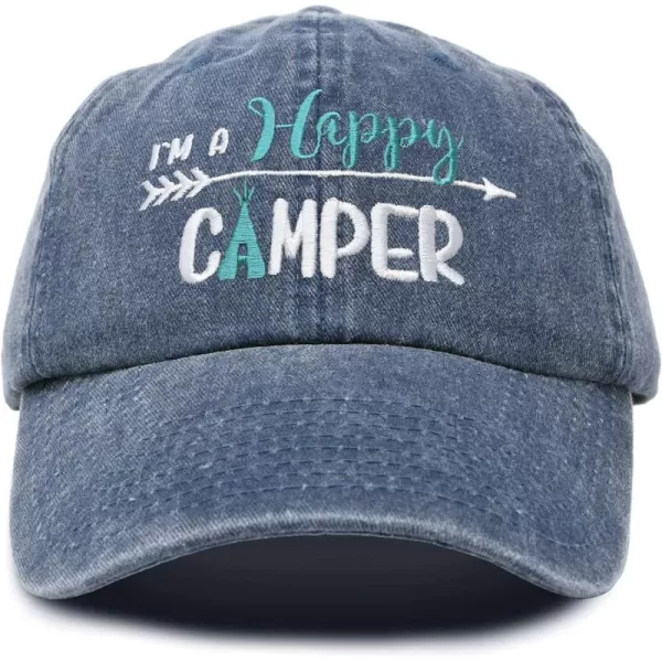 DALIX Womens Happy Camper Hat Soft Cotton Camping Caps