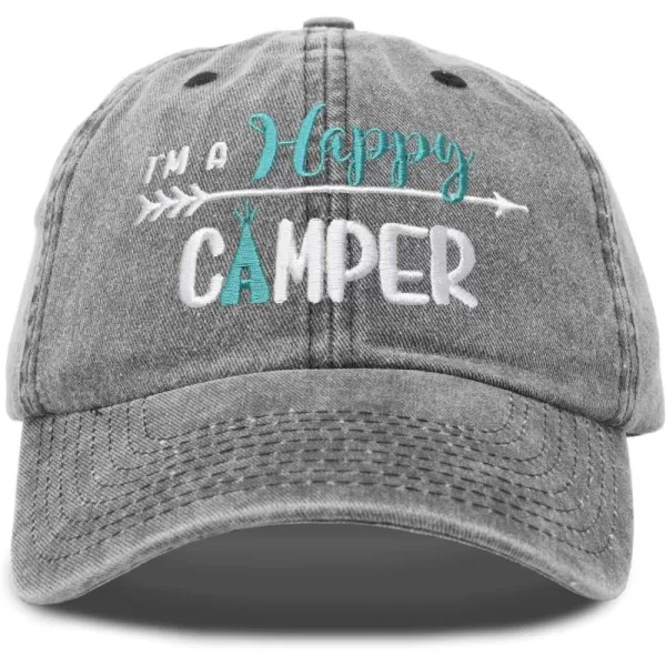DALIX Womens Happy Camper Hat Soft Cotton Camping Caps