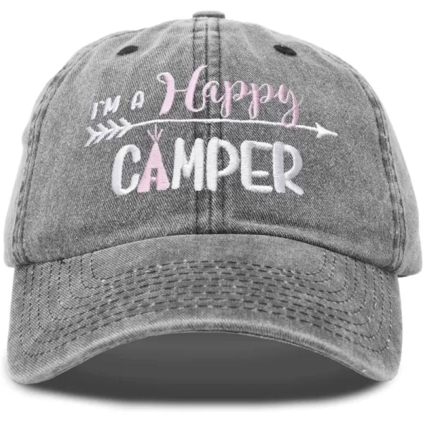 DALIX Womens Happy Camper Hat Soft Cotton Camping Caps