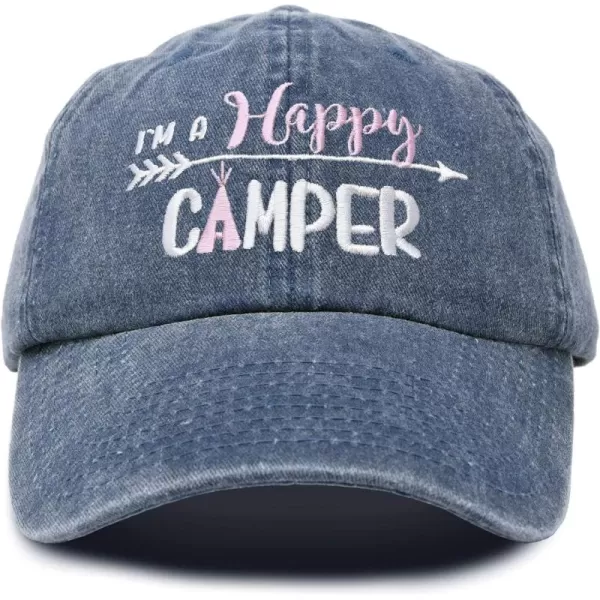 DALIX Womens Happy Camper Hat Soft Cotton Camping Caps
