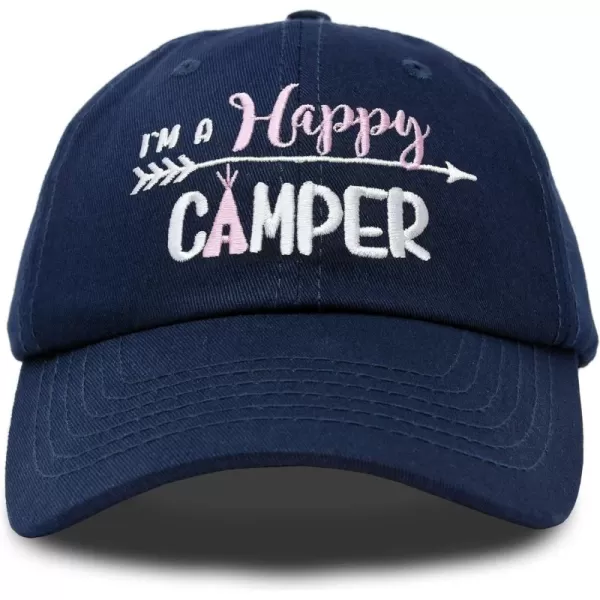 DALIX Womens Happy Camper Hat Soft Cotton Camping Caps