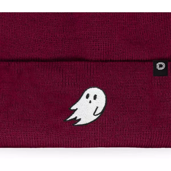 DALIX Embroidered Ghost Beanie Cap Cuffed Knit Hat Women