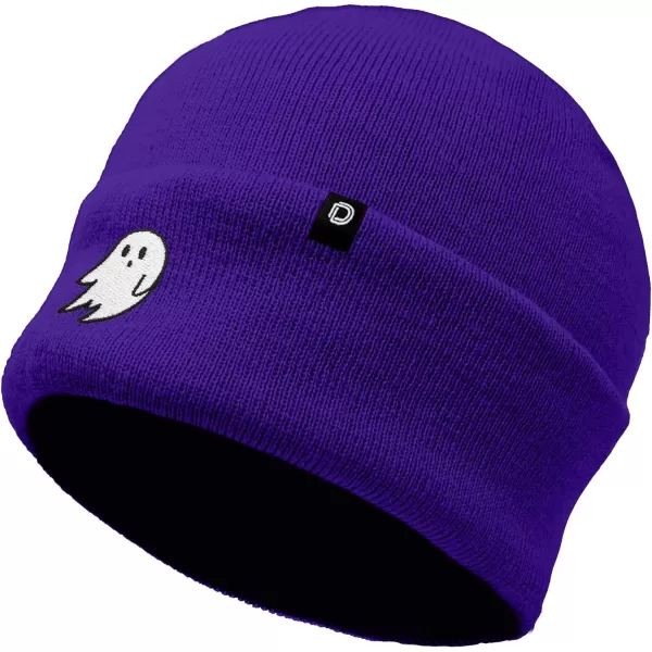 DALIX Embroidered Ghost Beanie Cap Cuffed Knit Hat Women