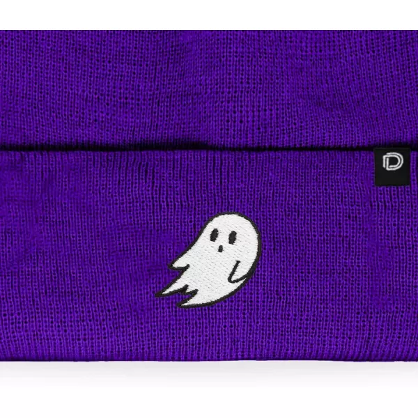 DALIX Embroidered Ghost Beanie Cap Cuffed Knit Hat Women