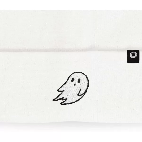 DALIX Embroidered Ghost Beanie Cap Cuffed Knit Hat Women