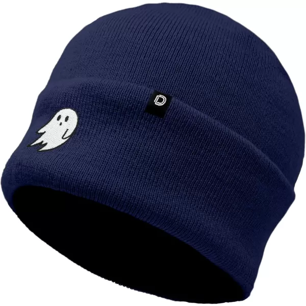 DALIX Embroidered Ghost Beanie Cap Cuffed Knit Hat Women