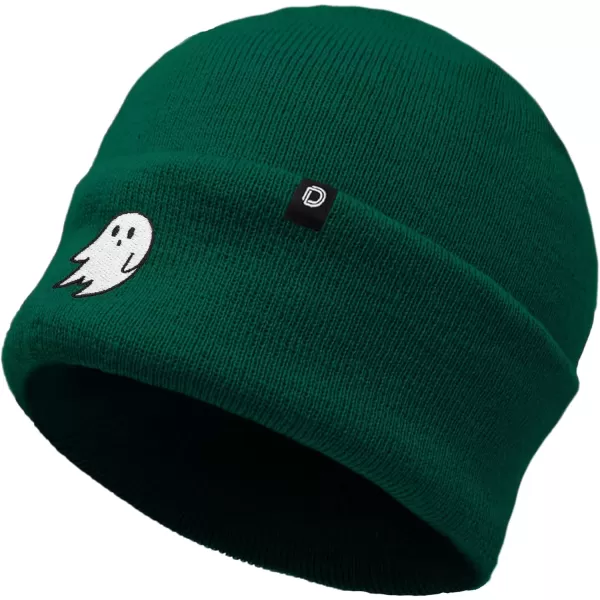 DALIX Embroidered Ghost Beanie Cap Cuffed Knit Hat Women
