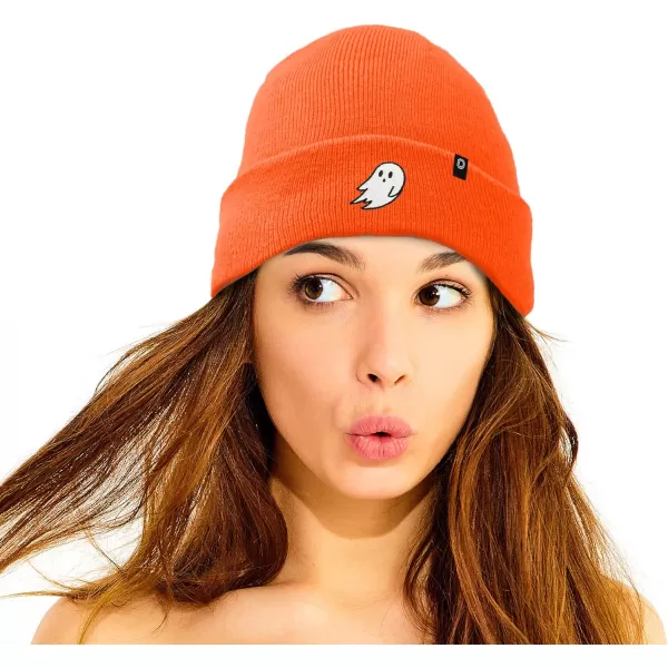 DALIX Embroidered Ghost Beanie Cap Cuffed Knit Hat Women