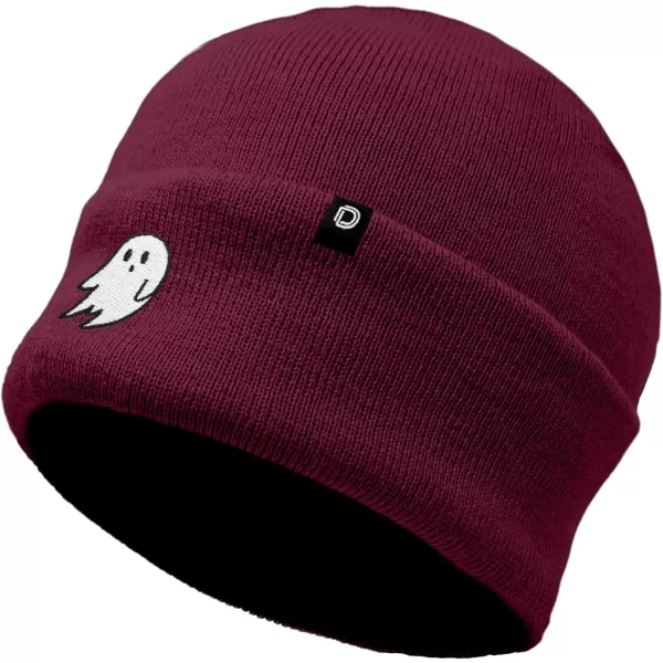 DALIX Embroidered Ghost Beanie Cap Cuffed Knit Hat Women