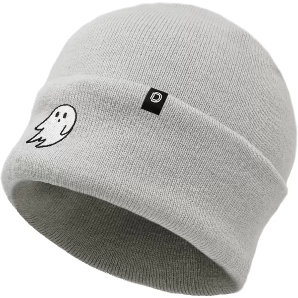 DALIX Embroidered Ghost Beanie Cap Cuffed Knit Hat Women