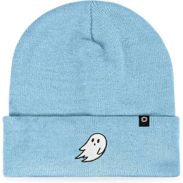 DALIX Embroidered Ghost Beanie Cap Cuffed Knit Hat Women