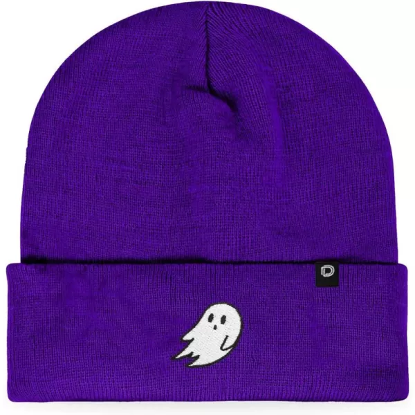 DALIX Embroidered Ghost Beanie Cap Cuffed Knit Hat Women