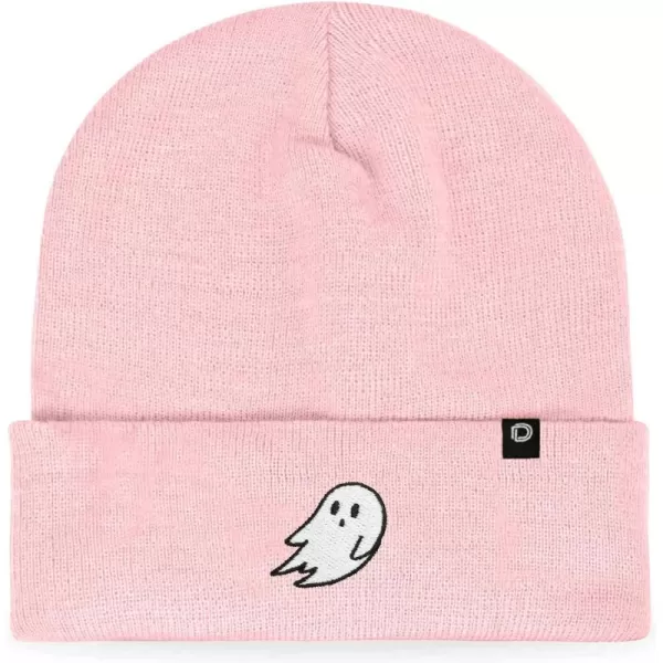 DALIX Embroidered Ghost Beanie Cap Cuffed Knit Hat Women