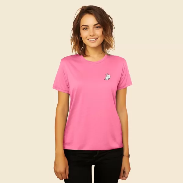DALIX Heartly Ghost Embroidered Soft Cotton Short Sleeve T Shirt Womens