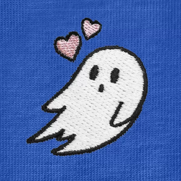 DALIX Heartly Ghost Embroidered Soft Cotton Short Sleeve T Shirt Womens