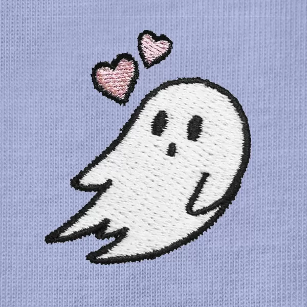 DALIX Heartly Ghost Embroidered Soft Cotton Short Sleeve T Shirt Womens