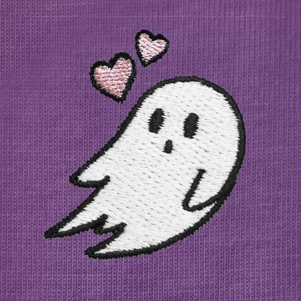DALIX Heartly Ghost Embroidered Soft Cotton Short Sleeve T Shirt Womens