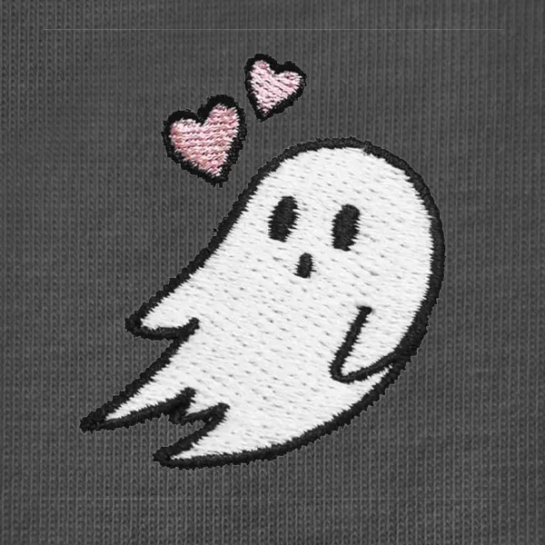 DALIX Heartly Ghost Embroidered Soft Cotton Short Sleeve T Shirt Womens