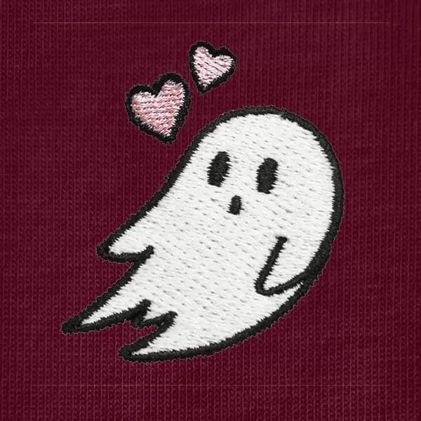 DALIX Heartly Ghost Embroidered Soft Cotton Short Sleeve T Shirt Womens