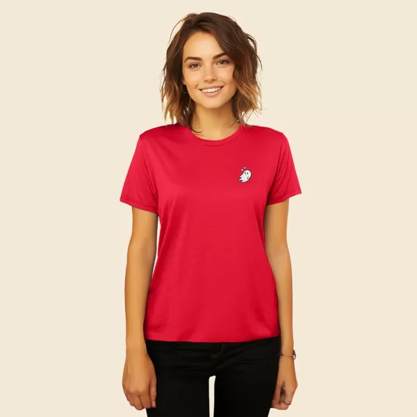 DALIX Heartly Ghost Embroidered Soft Cotton Short Sleeve T Shirt Womens